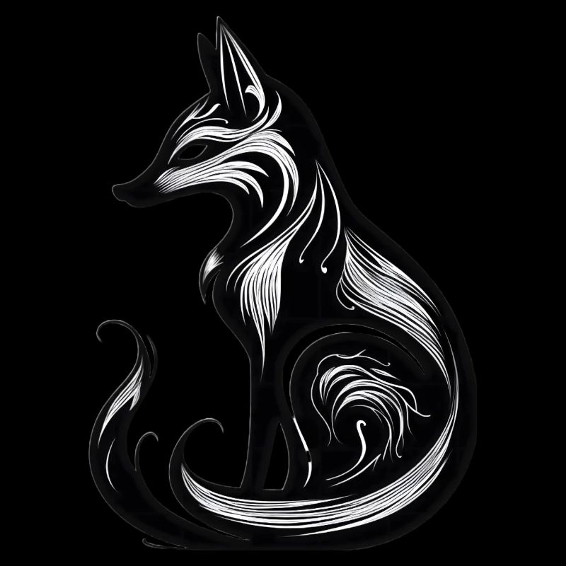 Minimalistic Black & White Fox