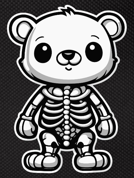Cute Bear Skeleton Illustration