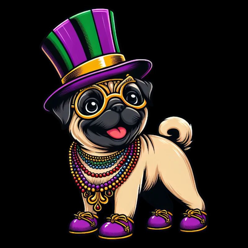 Mardi Gras Mops Hund Comic