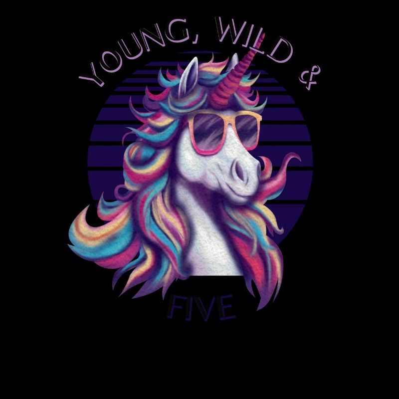 Young, Wild & Five – Einhorn Geburtstag Shirt