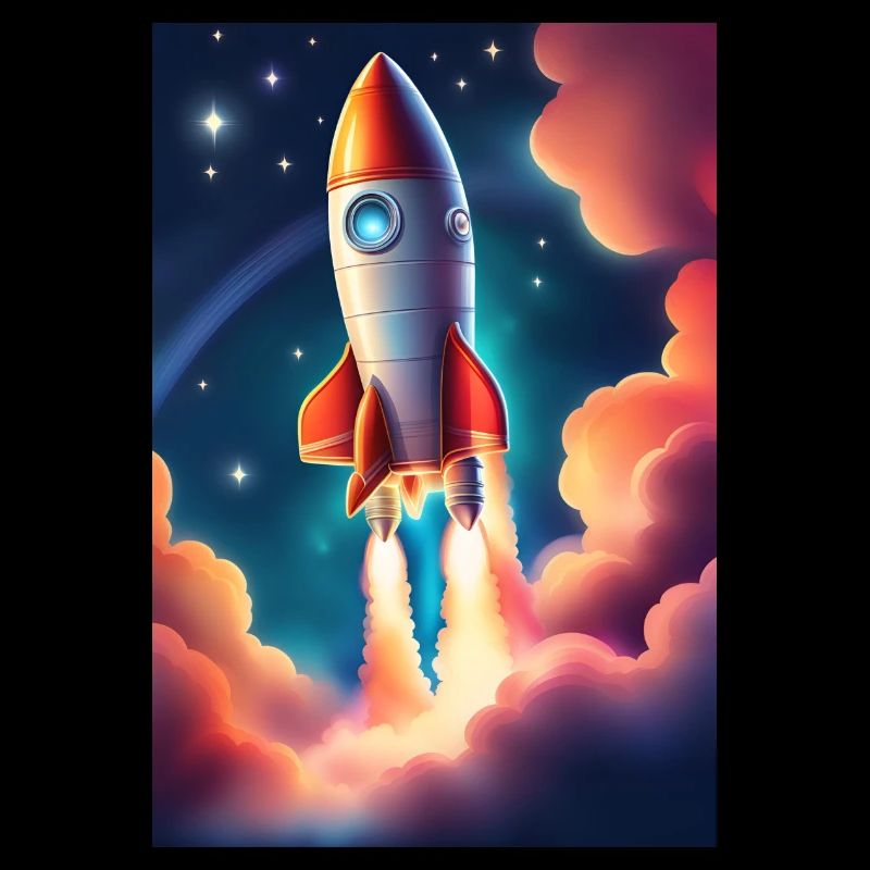 Fusée mignonne dans l’espace