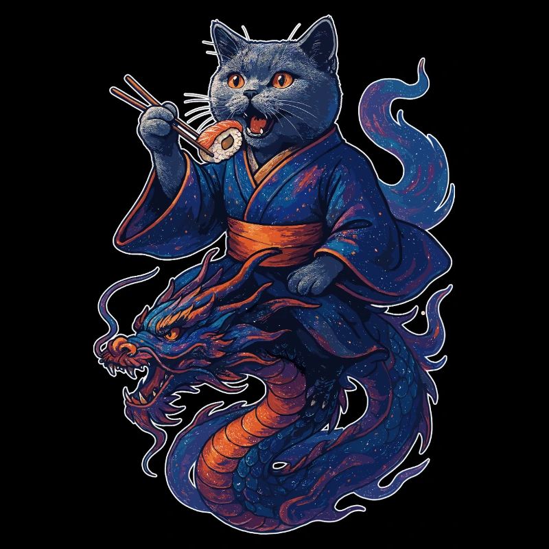 Sushi Britisch Kurzhaar Katze blau Drache Geschenk