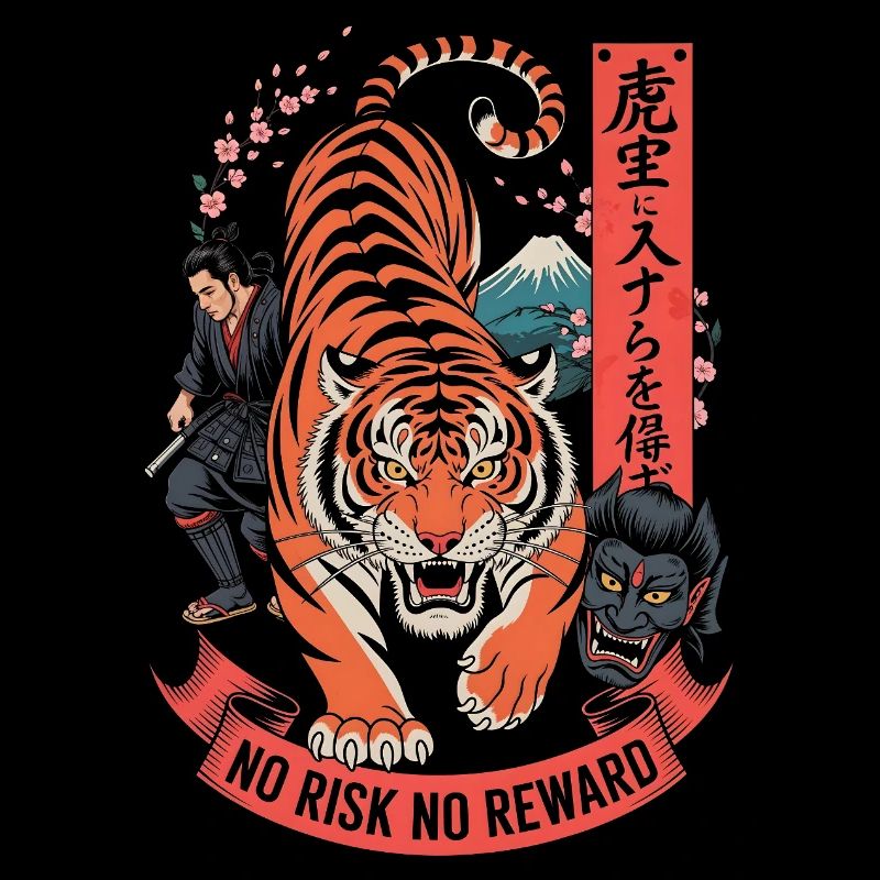 Kein Risiko Keine Belohnung Tiger-Samurai-Design
