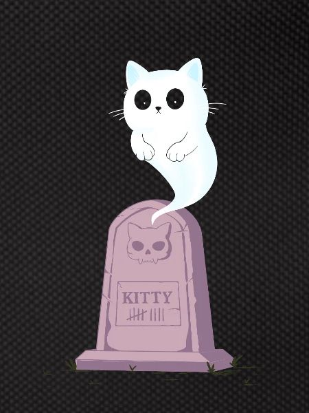 Ghost kitten on the gravestone