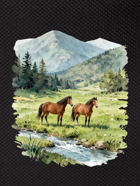 Water-coloured mountain ponies