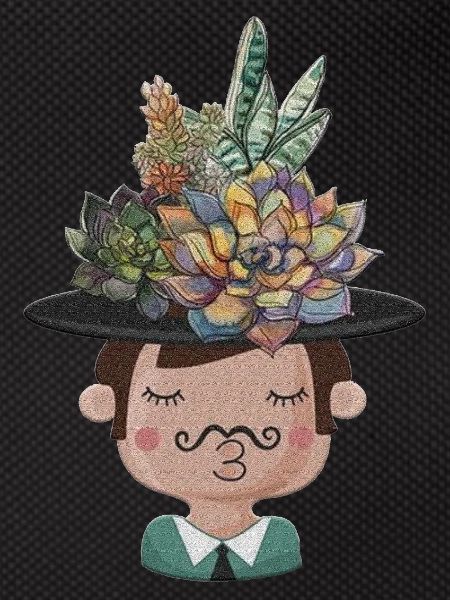Succulents Hat Character Illustration