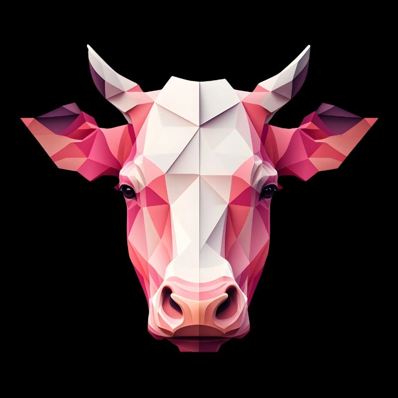An angular pink cow's head