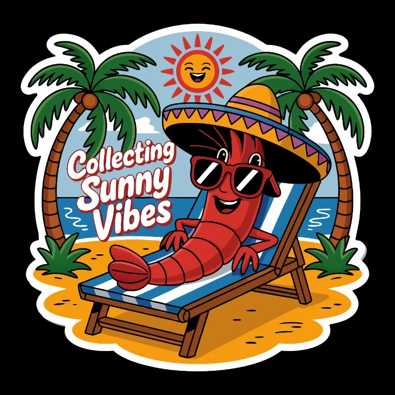 Sunny Summer Vibes Funny Crab on the Beach
