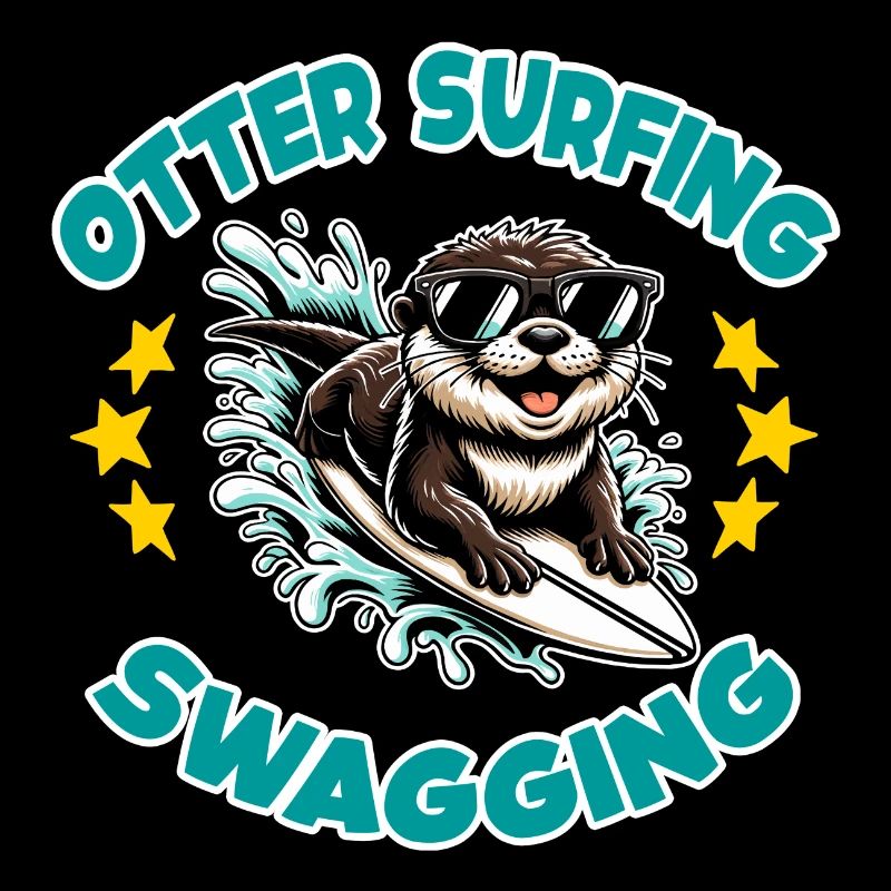 Lustiger surfender Otter mit Sonnenbrille