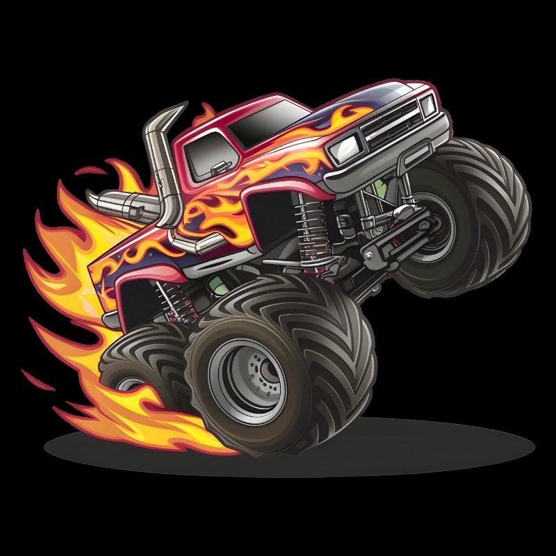 Monstertruck mit lodernden Reifen