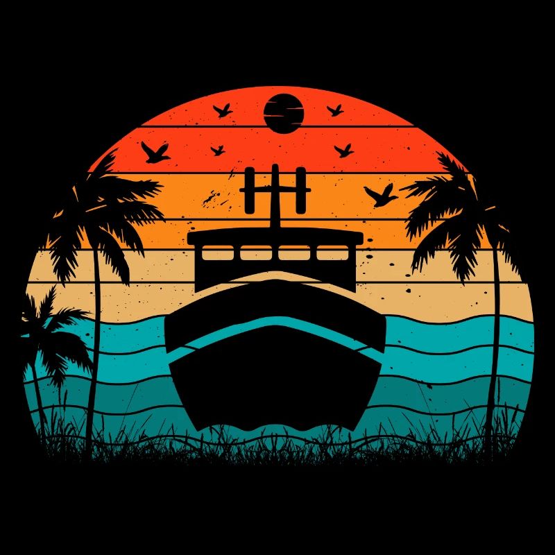 Retro Sonnenuntergang Boot