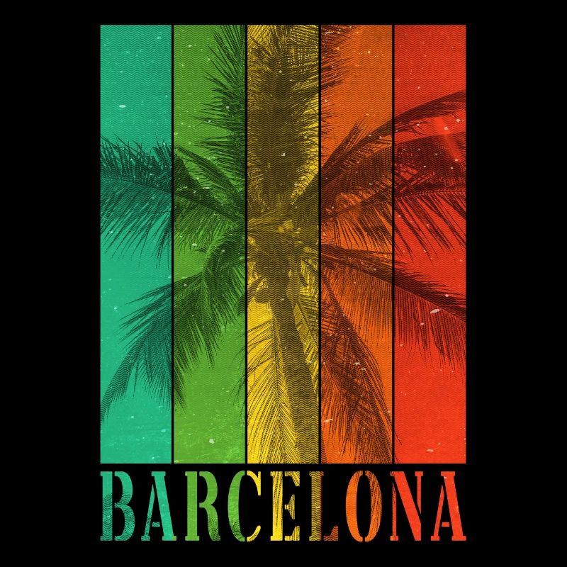Barcelone Espagne Été Palmiers Plage Mer Vacances