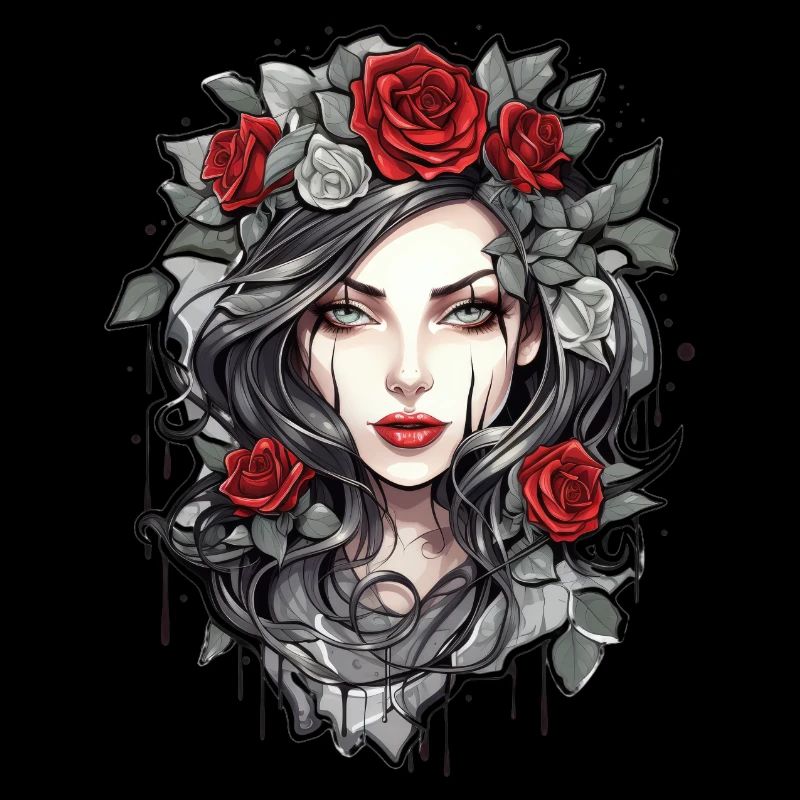 Gothic Rose Queen Illustration Graphic Beauty