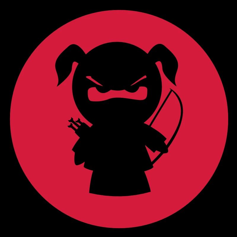 grimmiges Ninjamädel mit Pfeil und Bogen