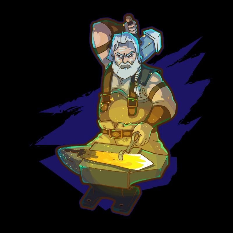 Blacksmith forging sword ember hammer work