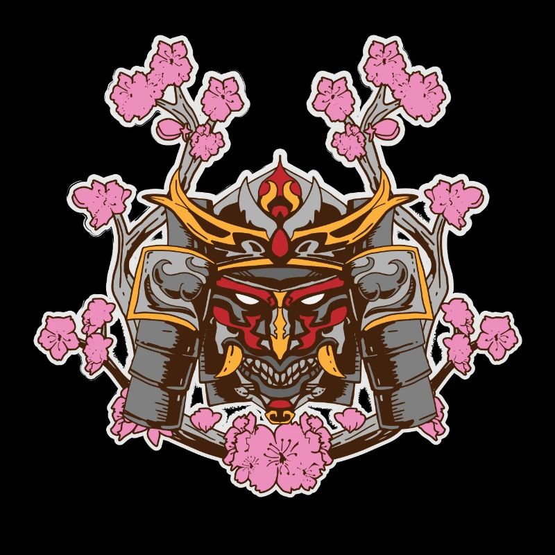 Casque Samurai Hannya Mask Cherry Blossoms Asia