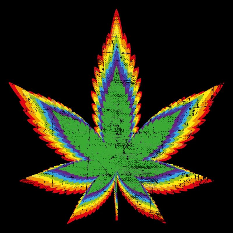 Hanfblatt Regenbogen bunt Cannabis Marihuana