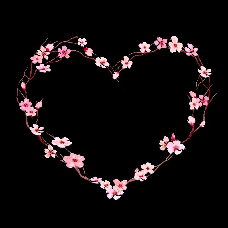 Customizable cherry blossom heart
