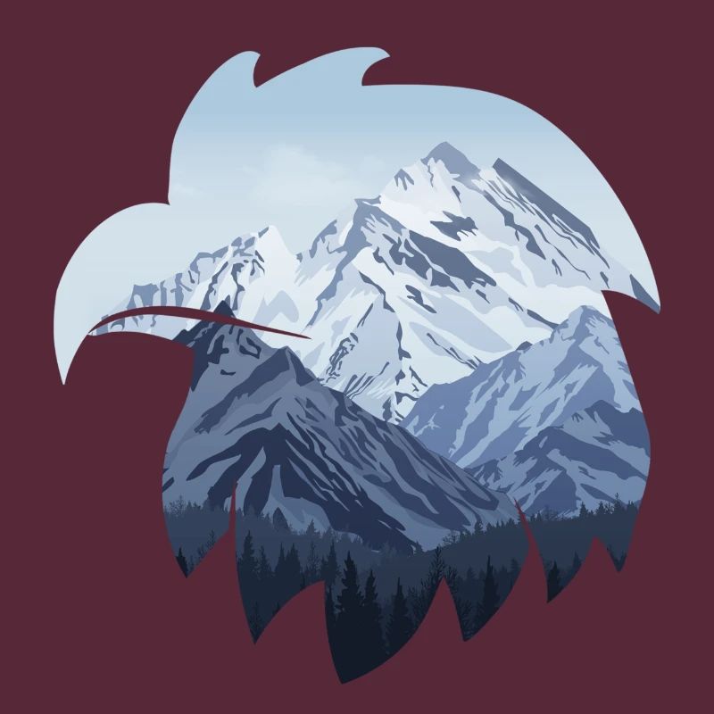 Aigle et montagnes enneigées
