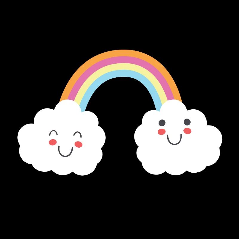 Happy smiling clouds with a rainbow