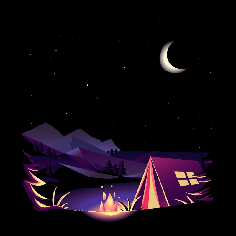 Camping night starry sky campfire
