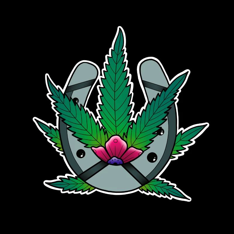 Fer à cheval cannabis old school tattoo
