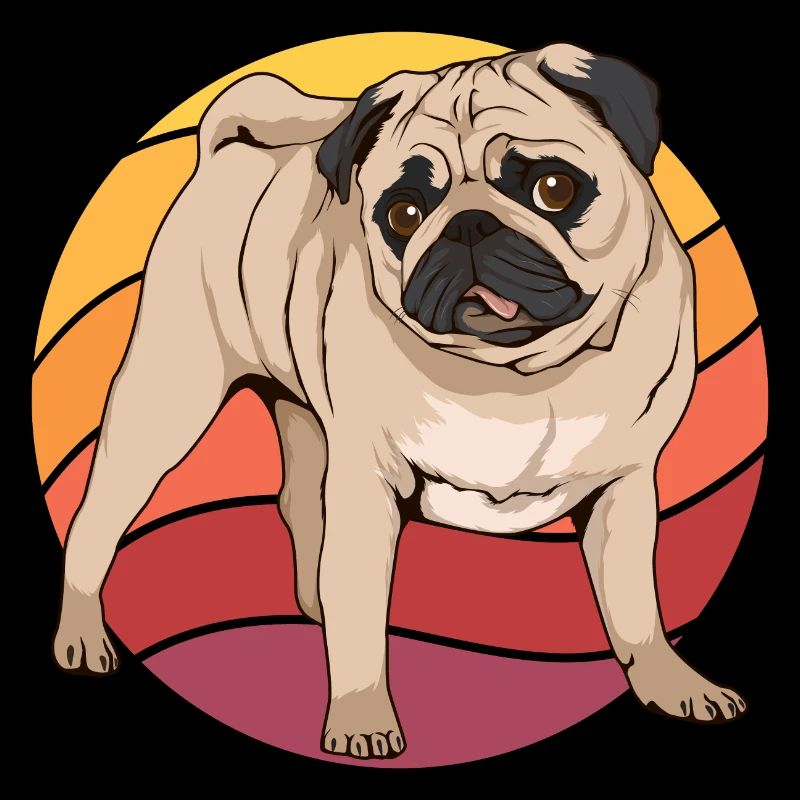 Mops Pug Retro Sunset