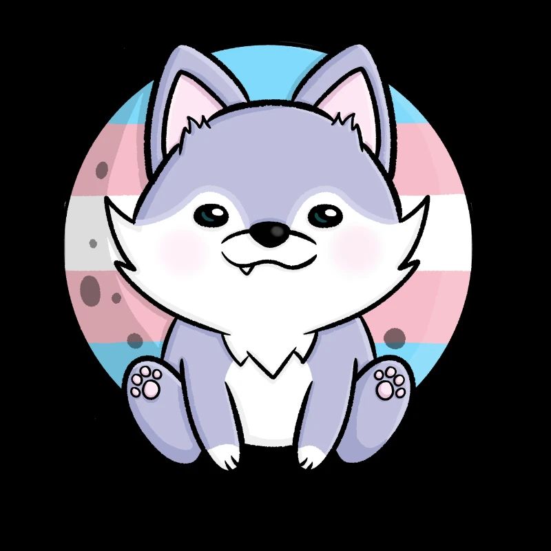 Cute Wolf Dog Trans Flag Flag LGBTQ Moon