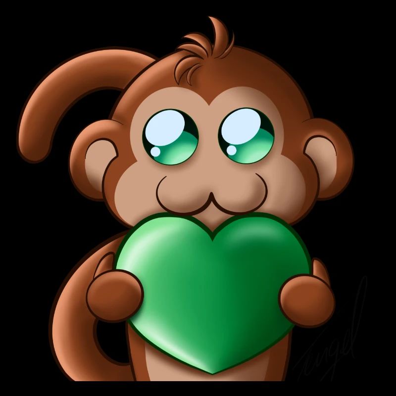 Monkey Green Affe Grün Herz Süß niedlich Heart