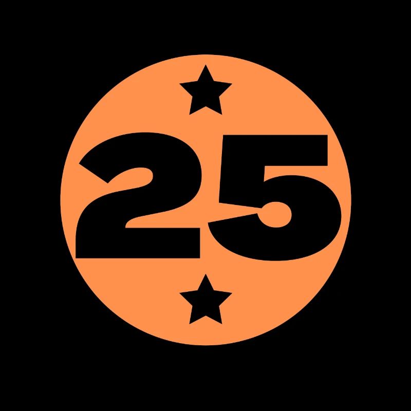 25 Twenty-Five Black Orange Circle Birthday