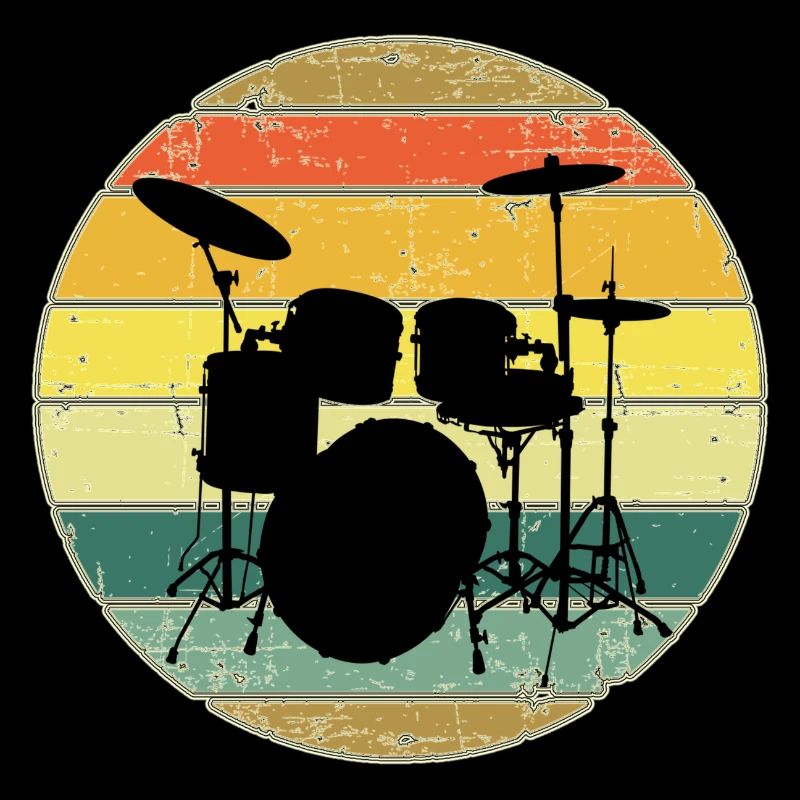 Drums Drummer Vintage Retro Drumset