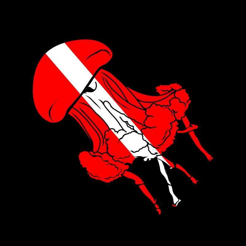 Méduses sur le drapeau du plongeur
