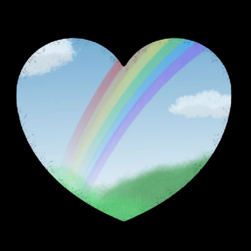 Sommer Landschaft mit Regenbogen in Herzform