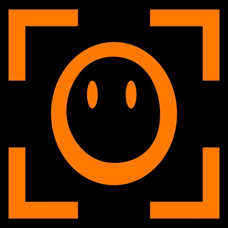 Schwarzes Gesicht mit orangefarbenem Kontrast