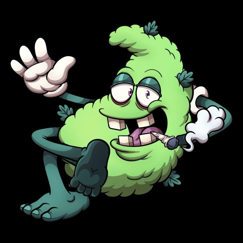 Chilling Bud Charakter raucht einen Joint