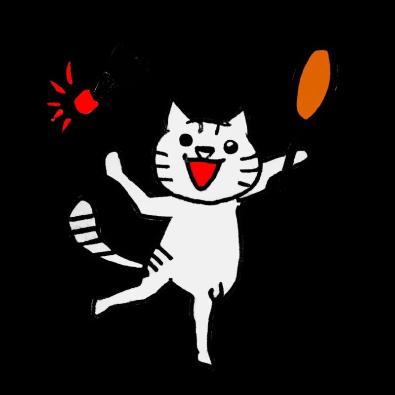 Un chat excité joue au badminton