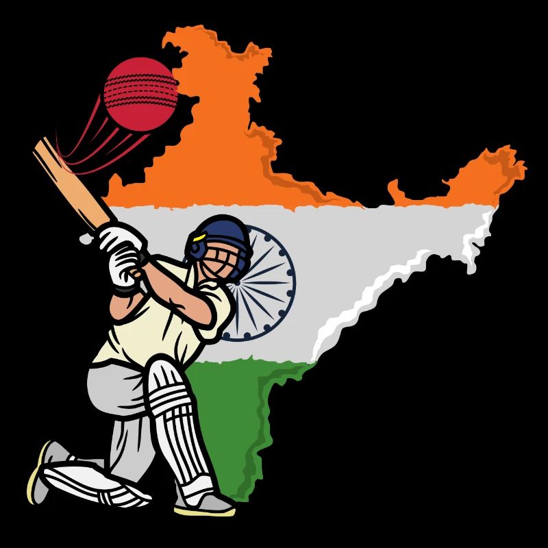 Match de cricket - Inde cricket -Drapeau de l’Inde avec cr