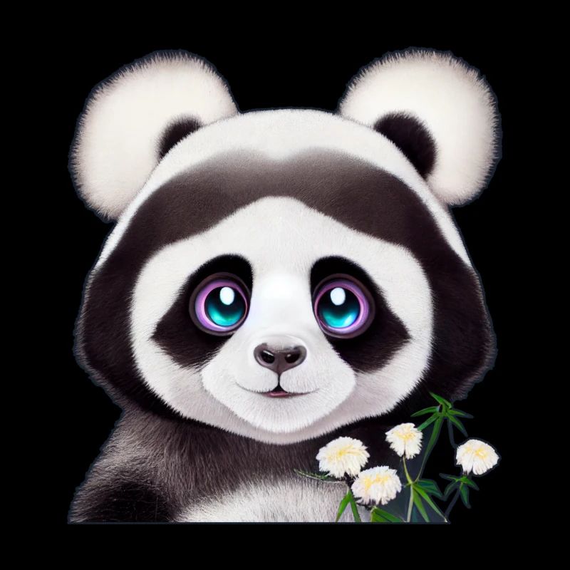 Panda aux fleurs