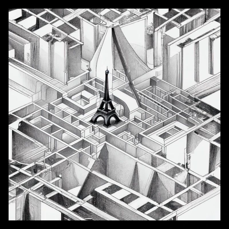 MC Escher drawing of Eiffel Tower