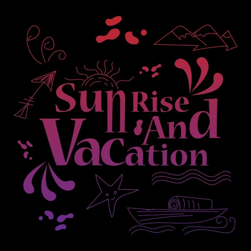 Lever du soleil et vacances doodle art