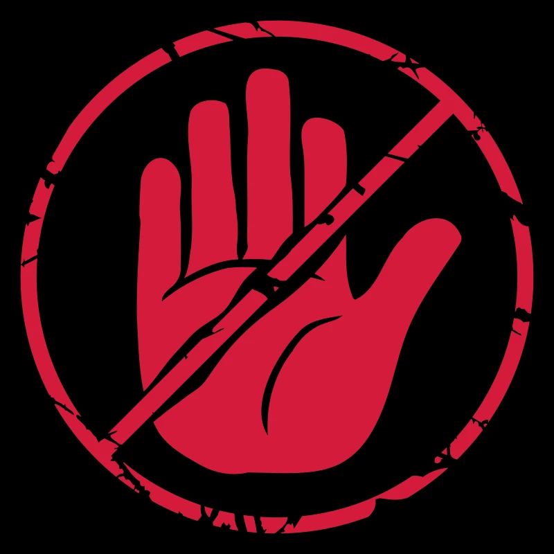 Zeichen Stop Hand durchgestrichen