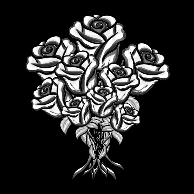 Bouquet Cartoon Gray Icon