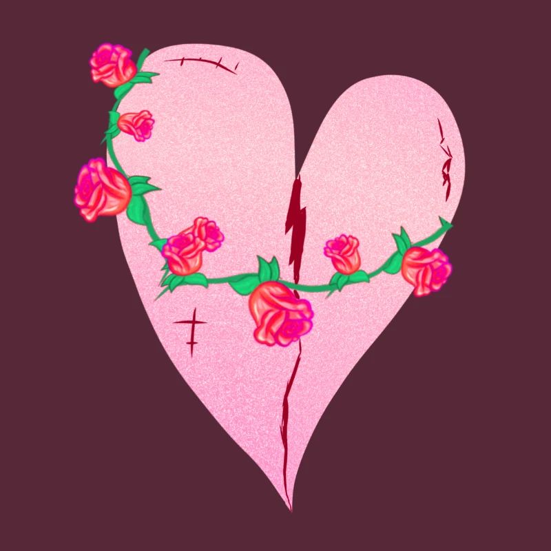 heart roses scars pink icon