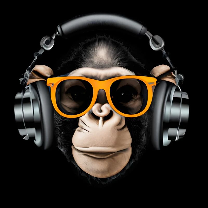 Hingucker Affe mit Kopfhörern und Sonnenbrille
