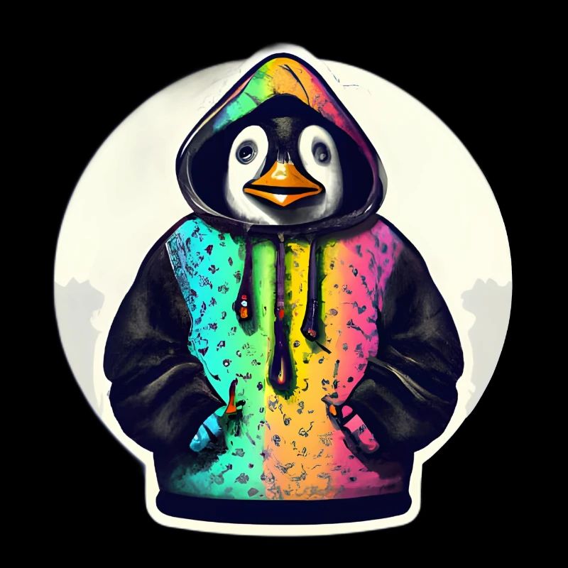 Pinguin mit Bunten Pullover