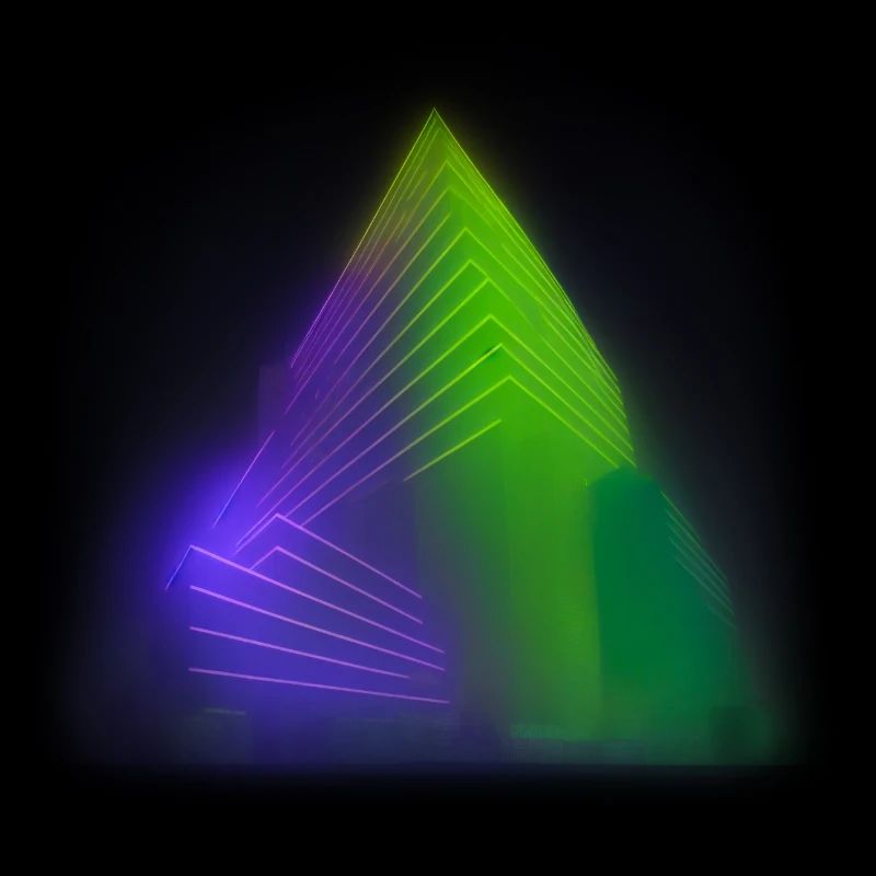 Abstract triangle architecture design neon lights