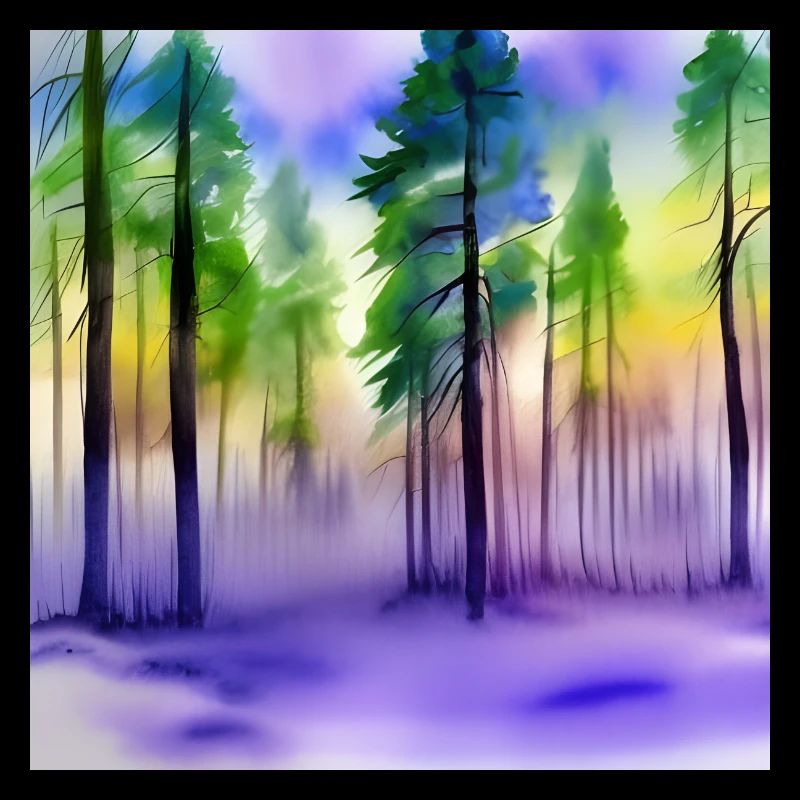 Soirée en forêt aquarelle