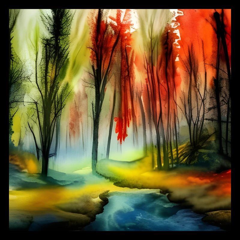 Aquarelle de printemps de la forêt