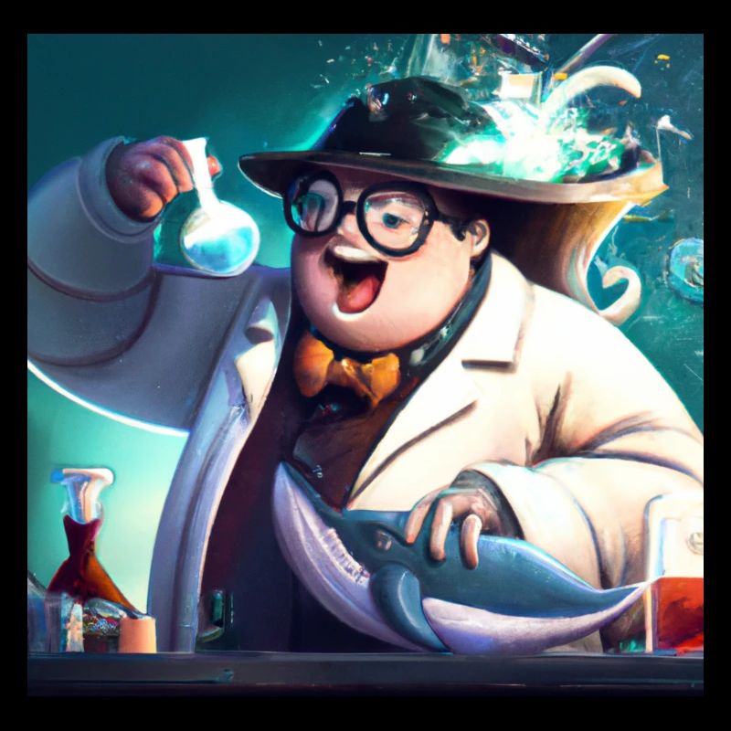 Mad scientist experimenting on a whale