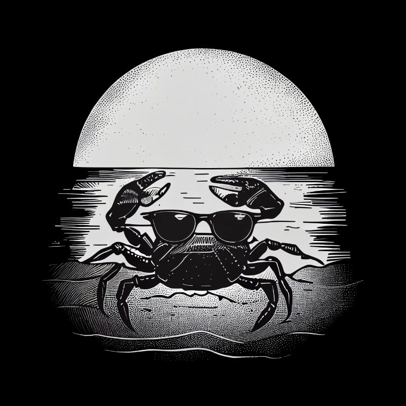 Coucher de soleil sur la plage avec du crabe élégant
